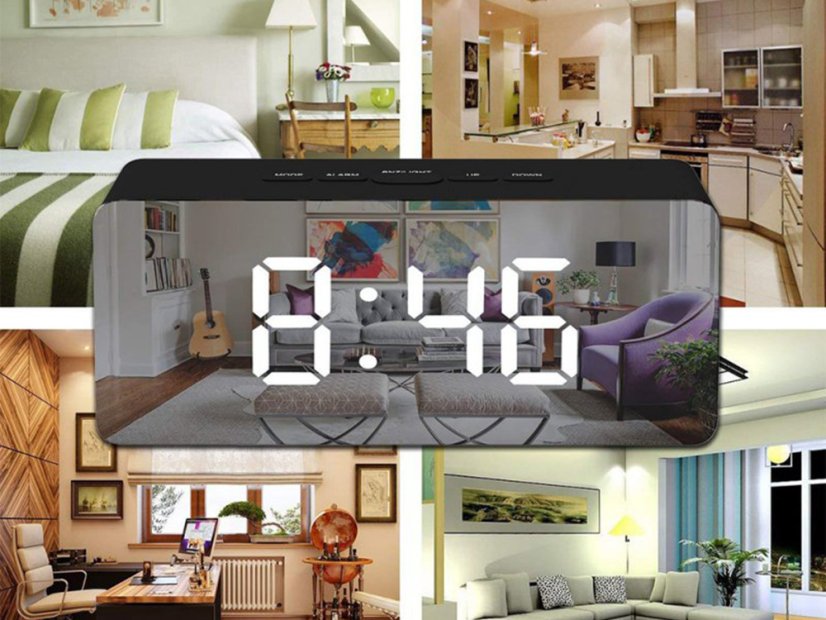 Led budík led časovač led zrkadlo budík dátum 4v1