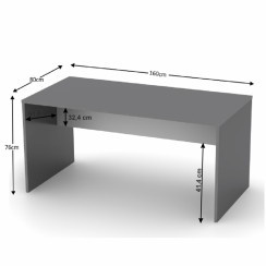 Psací stůl, grafit/bílá, RIOMA NEW TYP 16
