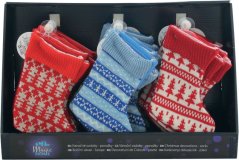 MagicHome Weihnachtsschmuck, Socke, rot, blau, Weihnachtsmotiv, Sellbox 30 Stk