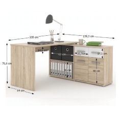 PC stolík, dub sonoma/biela, RAFAEL NEW