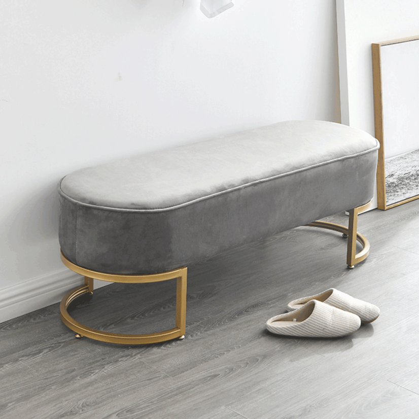 Design-Bank, grauer Samtstoff/Gold-Chrom-Gold, MIRILA NEU (akce)