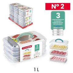 Dóza stohovateľná s rukoväťou 3x1l, 15,5 x 23,5 x 10cm