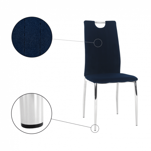 Jedilni stol, modra tkanina Velvet/krom, OLIVA NOVO