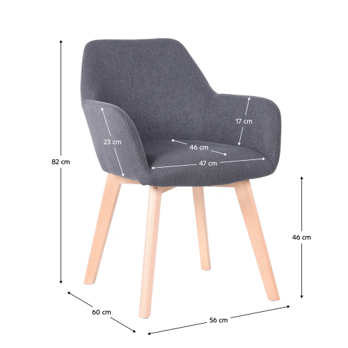 Dizajnerski fotelj, temno siva/bukev, CLORIN NEW