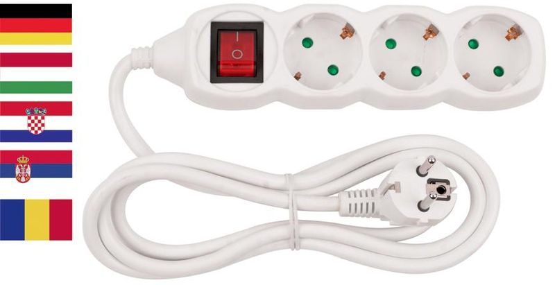 Kabel NIEMIECKI wtyk Strend Pro DG-803BK 5,00 m, 3 gniazda, HU, RO, SRB, CRO + włącznik (akce) Kabel NIEMIECKI wtyk Strend Pro DG-803BK 5,00 m, 3 gniazda, HU, RO, SRB, CRO + włącznik (akce)