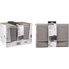 Cutie de depozitare cu capac 39x29x19, din material textil, gri