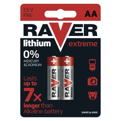Batterie RAVER FR6, Lithiumbatterie, Packung. 2 Stück, AA-Bleistift