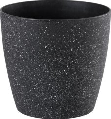 Kvetináč Strend Pro Stone, 28x26 cm, čierny, efekt kameňa