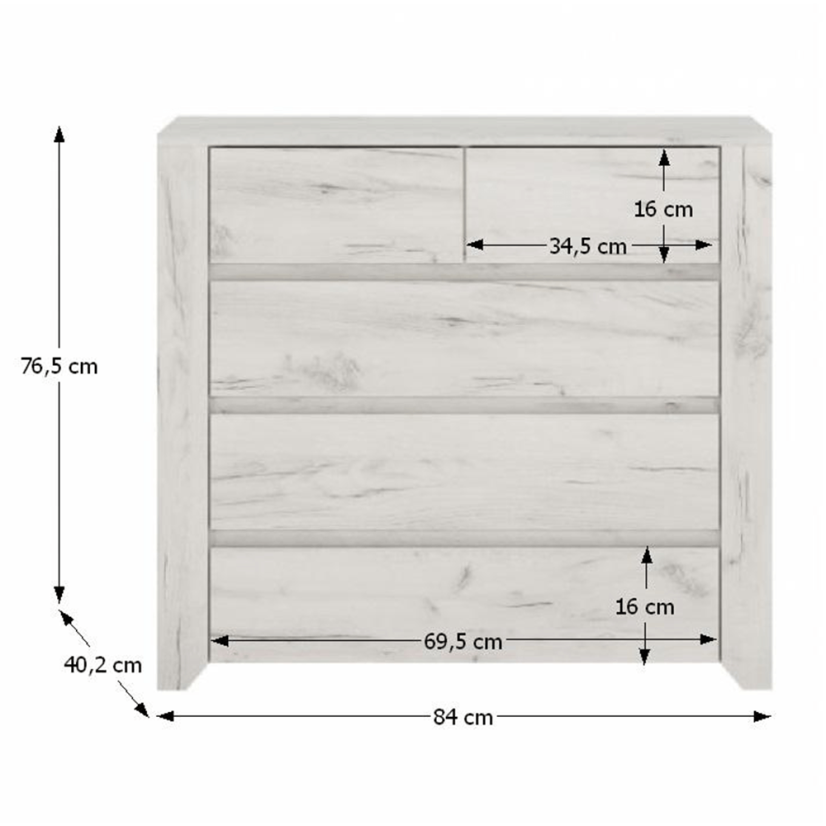 Komoda tip 43, bijela craft, ANĐEO