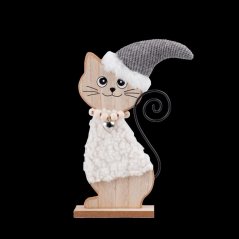 Figur Katze 17x5x25 cm graues Holz