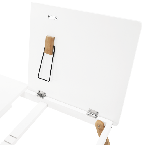 Príručný stolík na notebook/držiak na tablet, biela/prírodný bambus, MELTEN