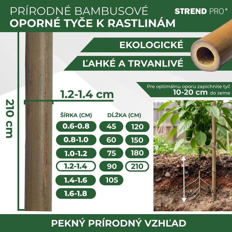 Rutengarten KBT 2100/12-14 mm, Pack. 10 Stück, Bambus, Stützpflanzen (akce)