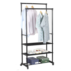 Dupla soros akasztó polcokkal, fekete, TIRUS (akció)