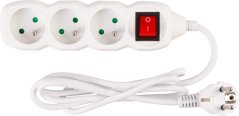 Kabel DG-F803BK L-1,5m, przedłużacz, biały, 3x gniazdo + wyłącznik