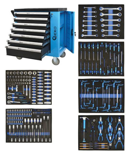 Ormar za alat sa 7 ladica, opremljen sa 243 dijela alata, GEKO