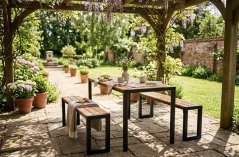Vrtni set GARDIVA, stol 118x58x75,5 cm, 2x klupe 108x25x45 cm
