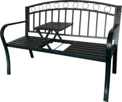 Lavička PEGI, záhradná so stolčekom, kovová 127x53x84 cm