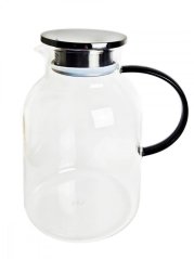 Carafă de sticlă 2l borosilicat + capac negru KLC