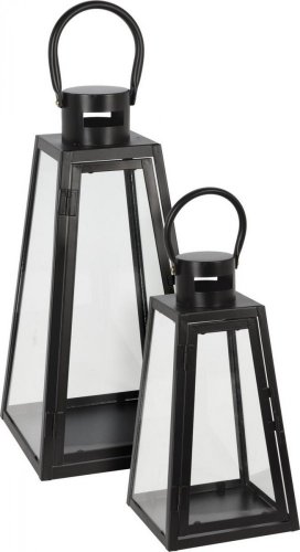 Lanterna svijećnjak set od 2 crna metalna komada