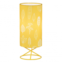 Asztali lámpa, fém/sárga textil lámpaernyő, AVAM