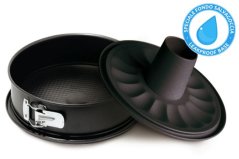 Tortaforma kerek 28cm-es nyílással, 2 széles aljjal, tapadásmentes felülettel, fekete GARDENIA
