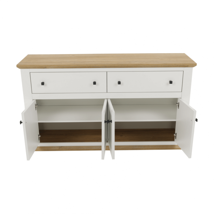 Kommode MZ10, Weiß/Eiche, LEON