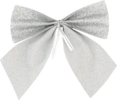 Dekorácia MagicHome Vianoce, mašla, strieborná, bal. 4 ks, 9 x 9 cm