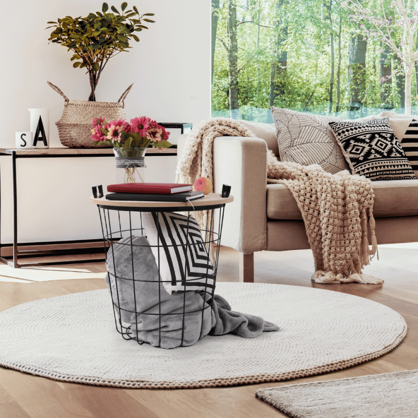 Beistelltisch, Naturmuster/Schwarz, NANDO