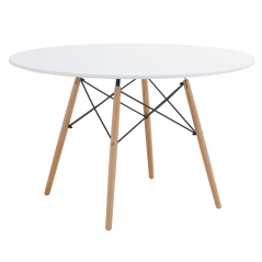 Jedilna miza bela mat/bukev premer 120 cm DEMIN NOVO