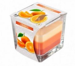 Illatos gyertya TRICOLOR narancssárga üvegben