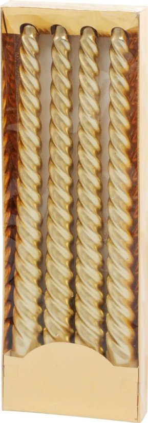 MagicHome Weihnachtskerze, 25 cm, Packung. 4 Stk., golden, spiralförmig, gedreht