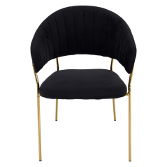 Dizajnové jedálenské kreslo, čierna Velvet látka/gold chróm zlatý, DASMIN TYP 1