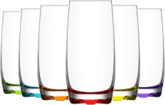 390 ml-es ADORA vízpohár, színes aljjal, 6 darabos készlet