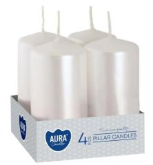 Adventi gyertya, 4 db, fémes gyöngyházfényű, 4x80 g