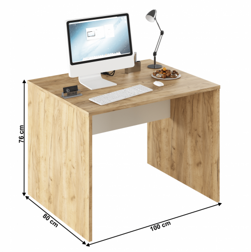 PC-Schreibtisch, Eiche Artisan/Weiß, RIOMA TYP 12