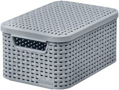 Košík Curver® STYLE S, šedý, 19,8x29,1x14,2 cm, box s víkem