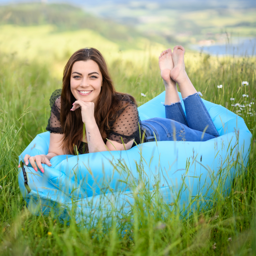 Nafukovací sedací vak/lazy bag, modrá, LEBAG