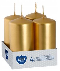 Adventi gyertya, 4 db, fém, arany színű, 4x80 g