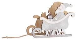 Dekoracja świąteczna MagicHome Woodeco, Mikołaj w saniach, 19x15 cm