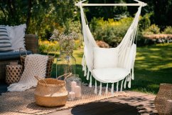 GREKO fotel bujany ogrodowy wiszący naturalny beżowy 150x120 cm