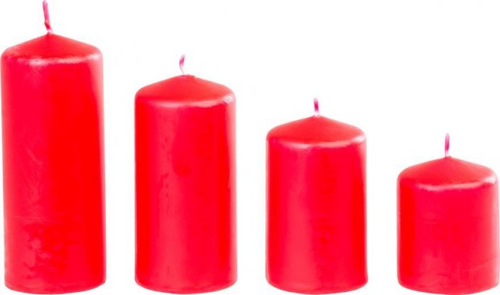 MagicHome Kerze, Weihnachten, Advent, rot, 48 mm 60/80/100/120 mm, Packung. 4 Stück
