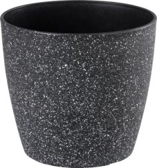 Květináč Strend Pro Stone, 23x20,5 cm, černý, efekt kamene