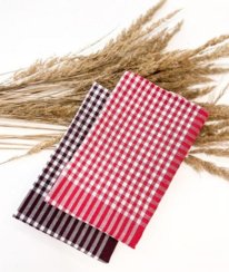 Ręcznik kuchenny bawełniany 2 szt. 45x65cm, brąz + czerwona kratka
