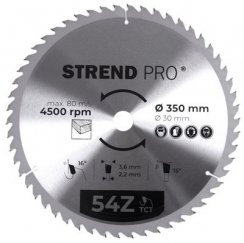 Strend Pro TCT disk 350x3,6x30 mm 54T, za drvo, pila, SK rezovi