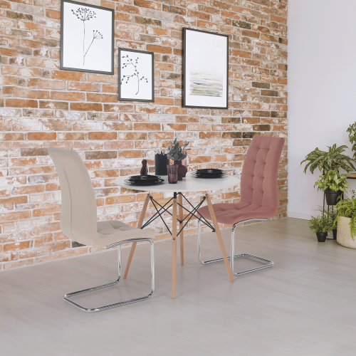 Blagovaonski stol, bijela/bukva, promjer 90 cm, GAMIN NEW 90