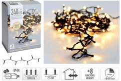 Lampka bożonarodzeniowa 240 LED ciepła biała, 18 m, z timerem, z funkcjami, do użytku zewnętrznego/wewnątrz (akce)