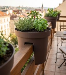 Strend Pro Modern Railing Blumentopf, für das Geländer, 25,5x28cm, braun