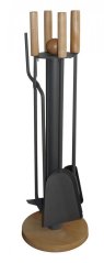 Náradie krbové antracit/drevo 4-dielne so stojanom