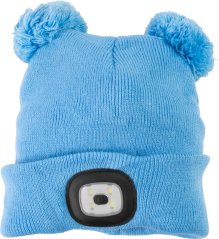 Strend Pro otroška kapa modra M, s cofi, 4x SMD LED, USB polnjenje