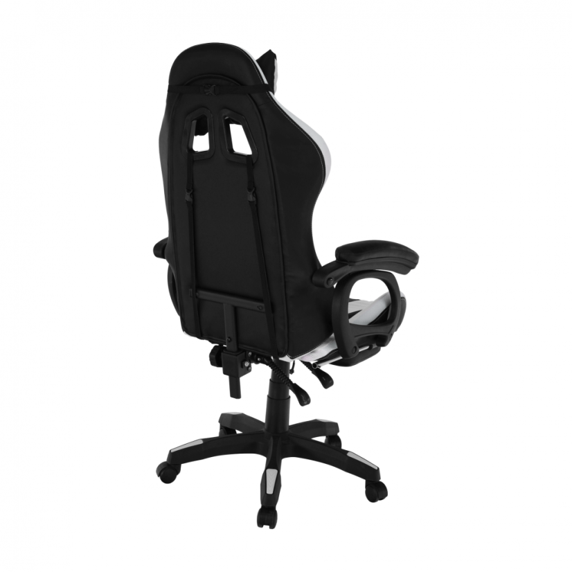 Pisarniški/gaming stol z RGB LED osvetlitvijo, črno/bel, JOVELA